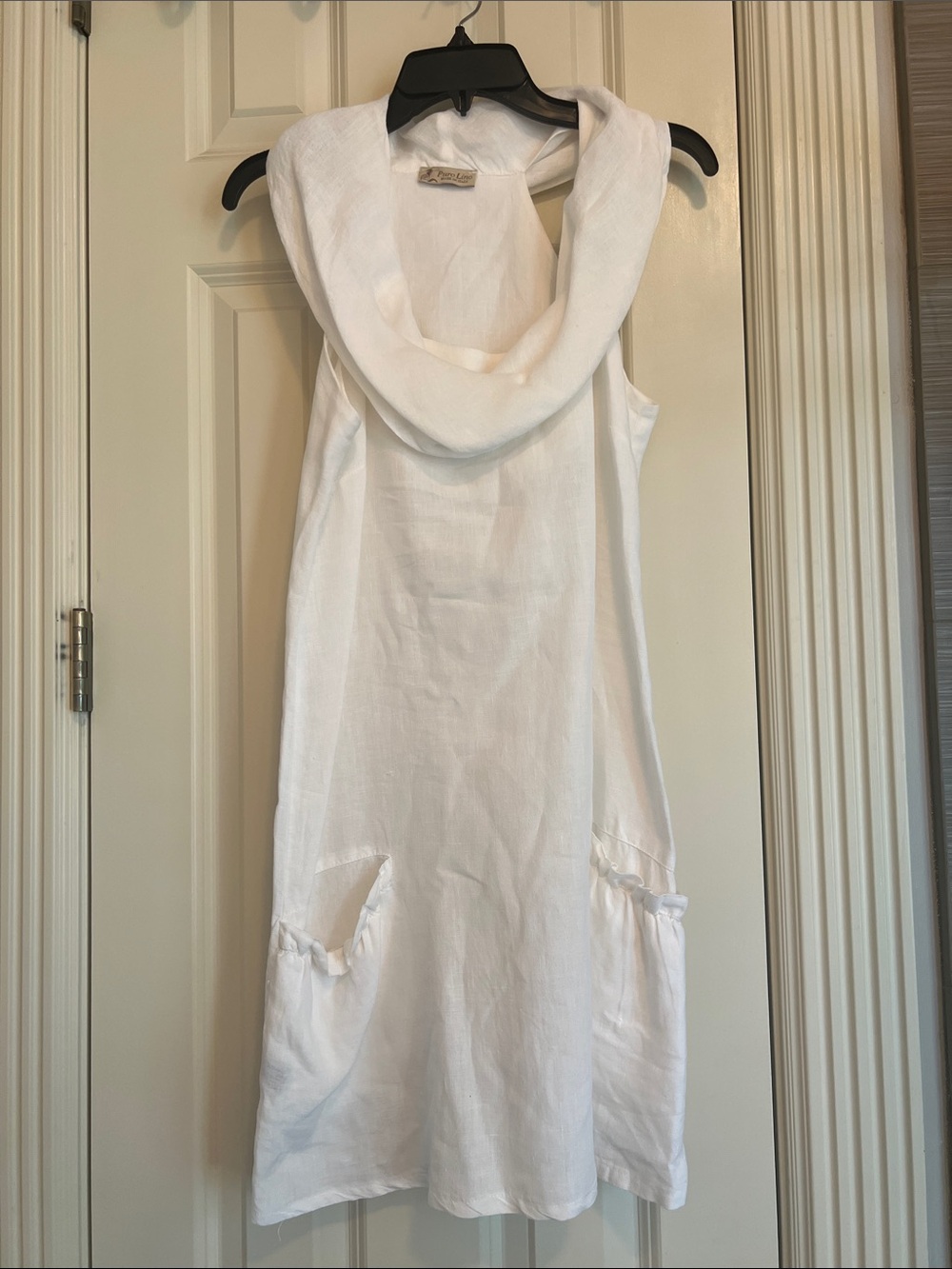 Sleeveless White Linen Dress